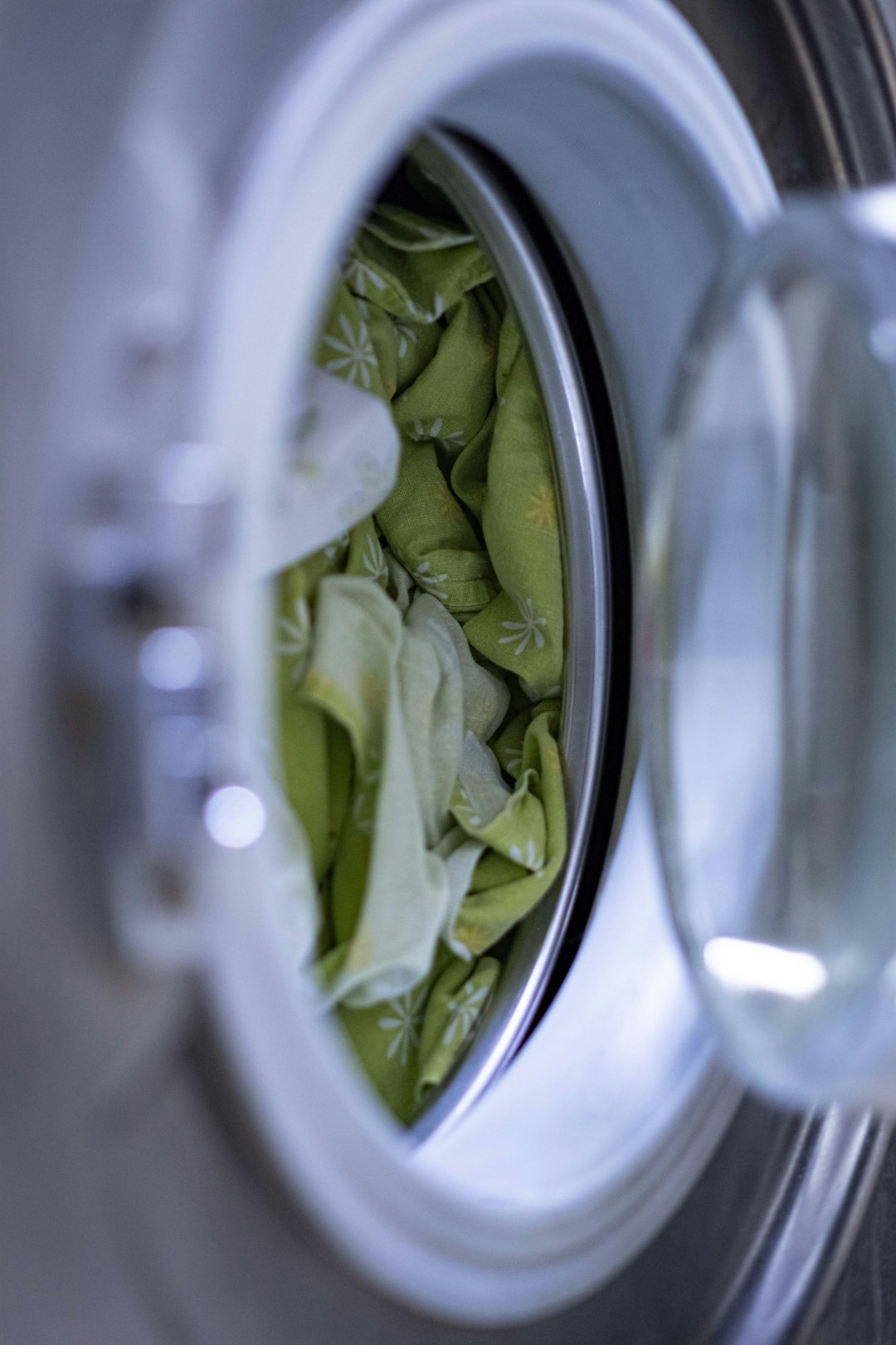 Close-up of a front-load washer door and rubber seal