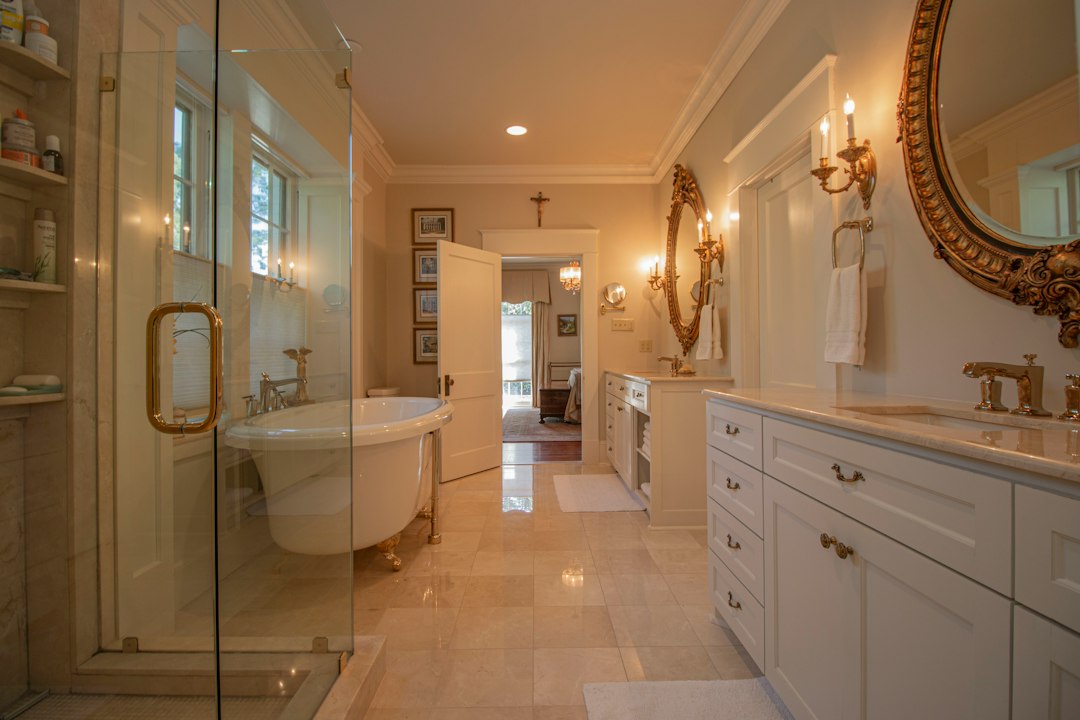 Bathroom with a glass shower enclosure